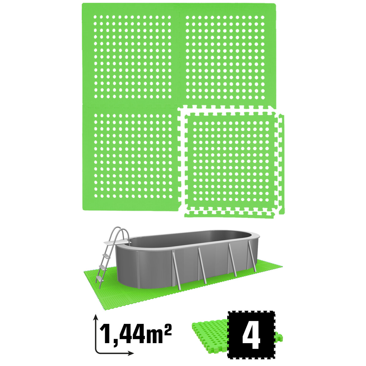 1,59m² Poolunterlage 4 Poolmatten 62x62cm in Grün