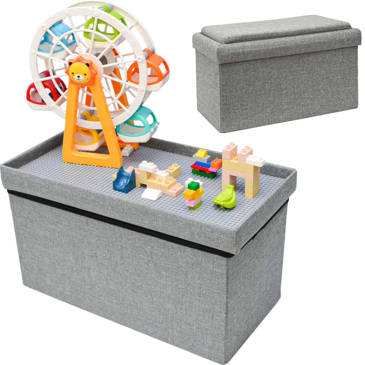 Kinder Aufbewahrungsbox mit Bauplatte - 53x27x30 Sitzbank...