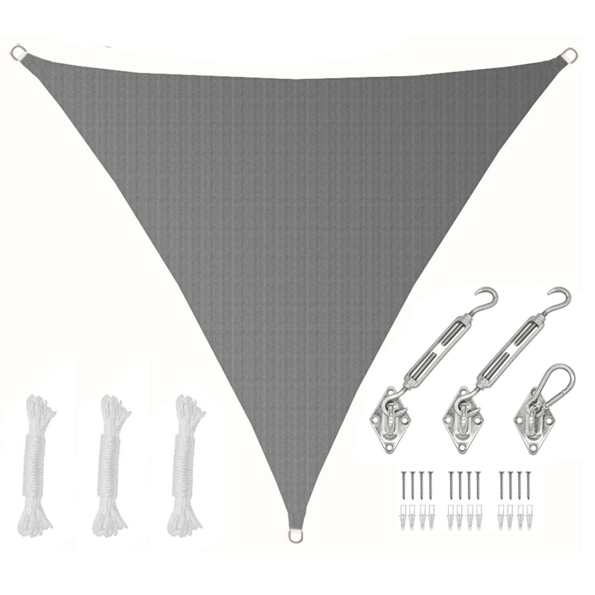 3x3x3m UV Sonnensegel Atmungsaktiv mit Befestigung Grau
