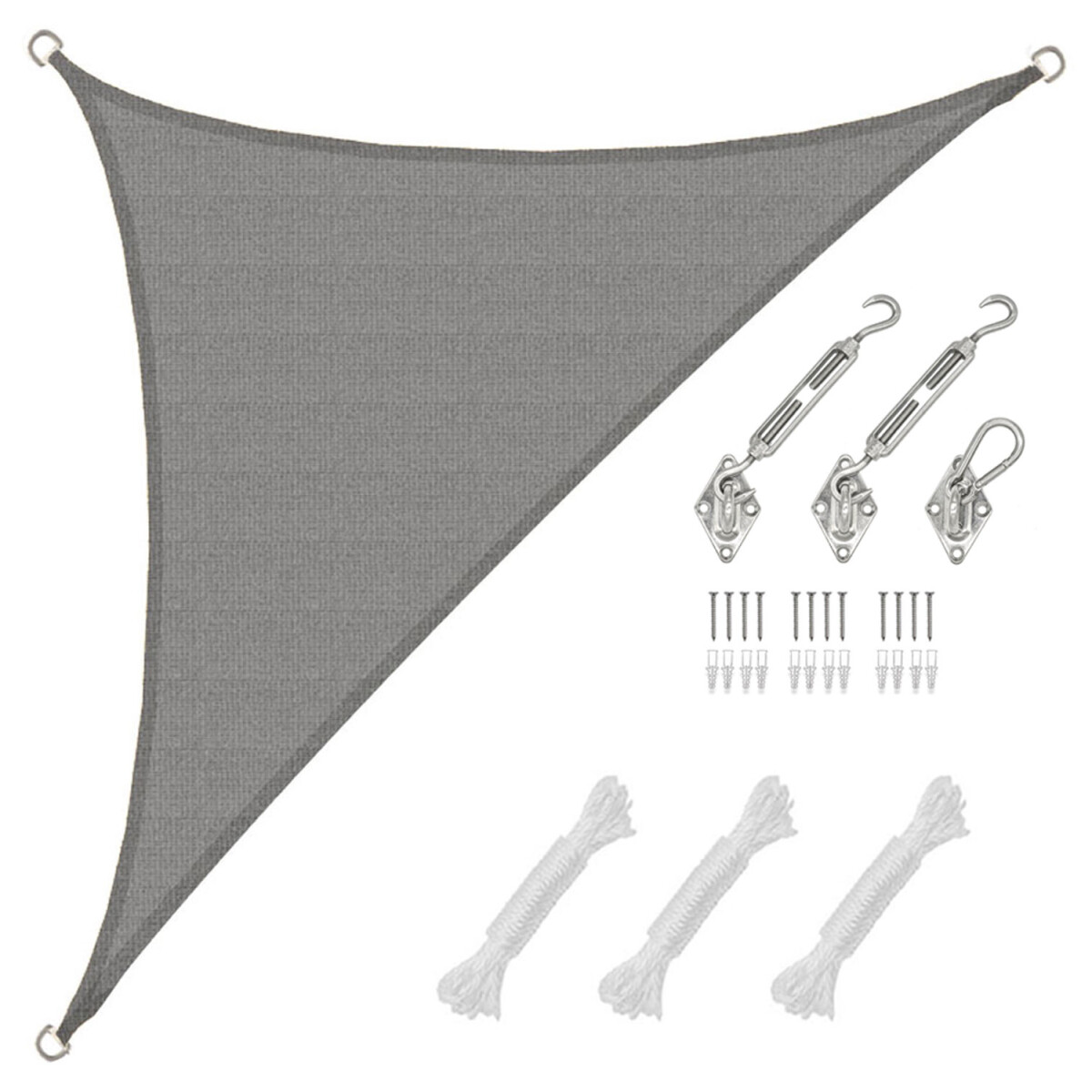 3x3x4,2m Sonnensegel Atmungsaktiv mit Befestigung Grau