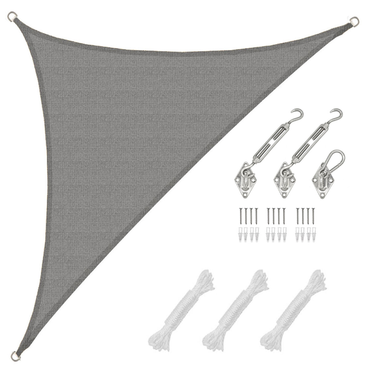 3,6x3,6x5,1m Sonnensegel Atmungsaktiv mit Befestigung Grau
