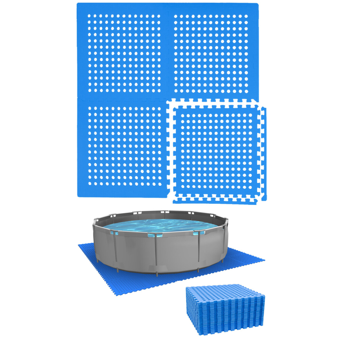 1cm Poolunterlage für 244cm Pool 28 Poolmatten Blau