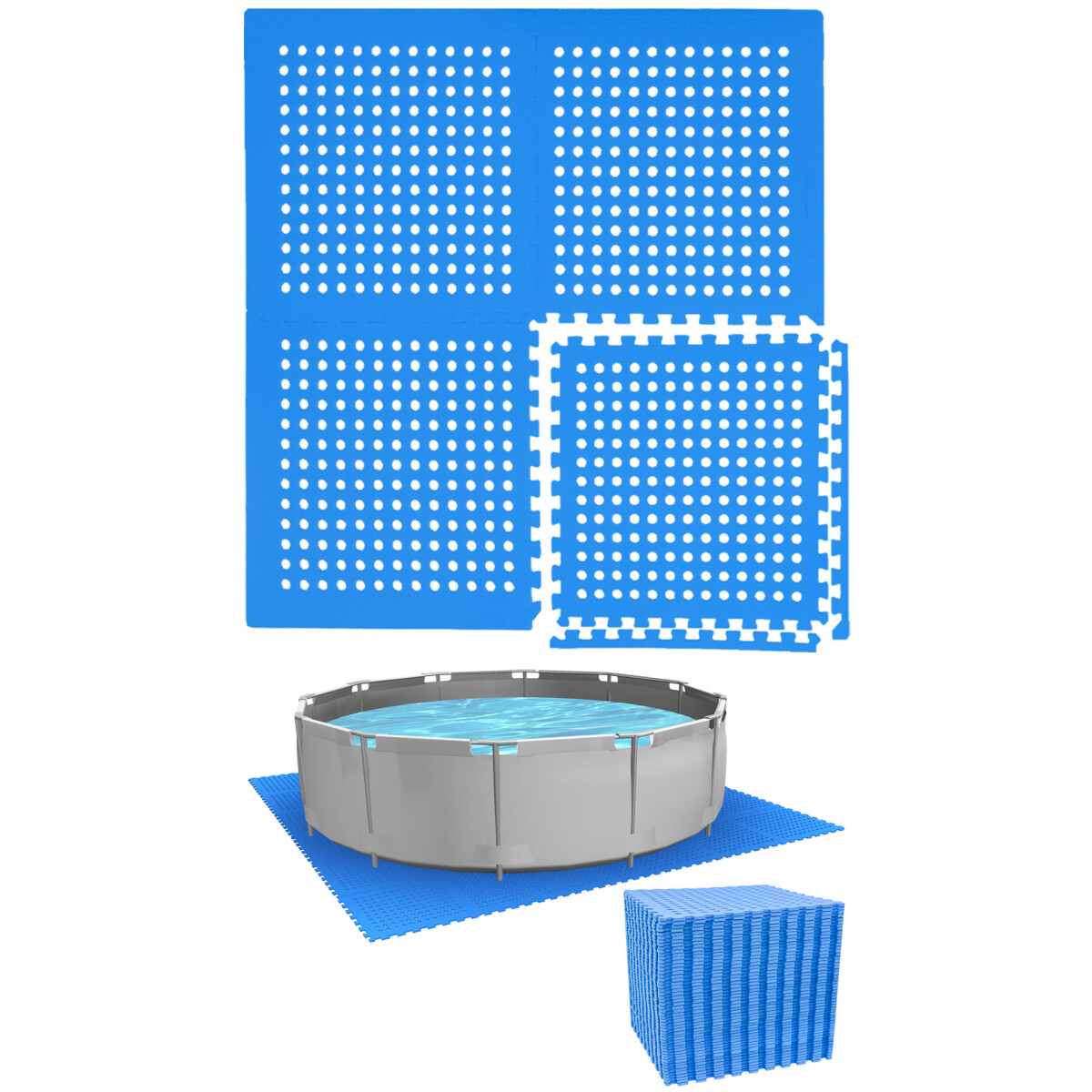 1cm Poolunterlage für 366cm Pool 52 Poolmatten Blau