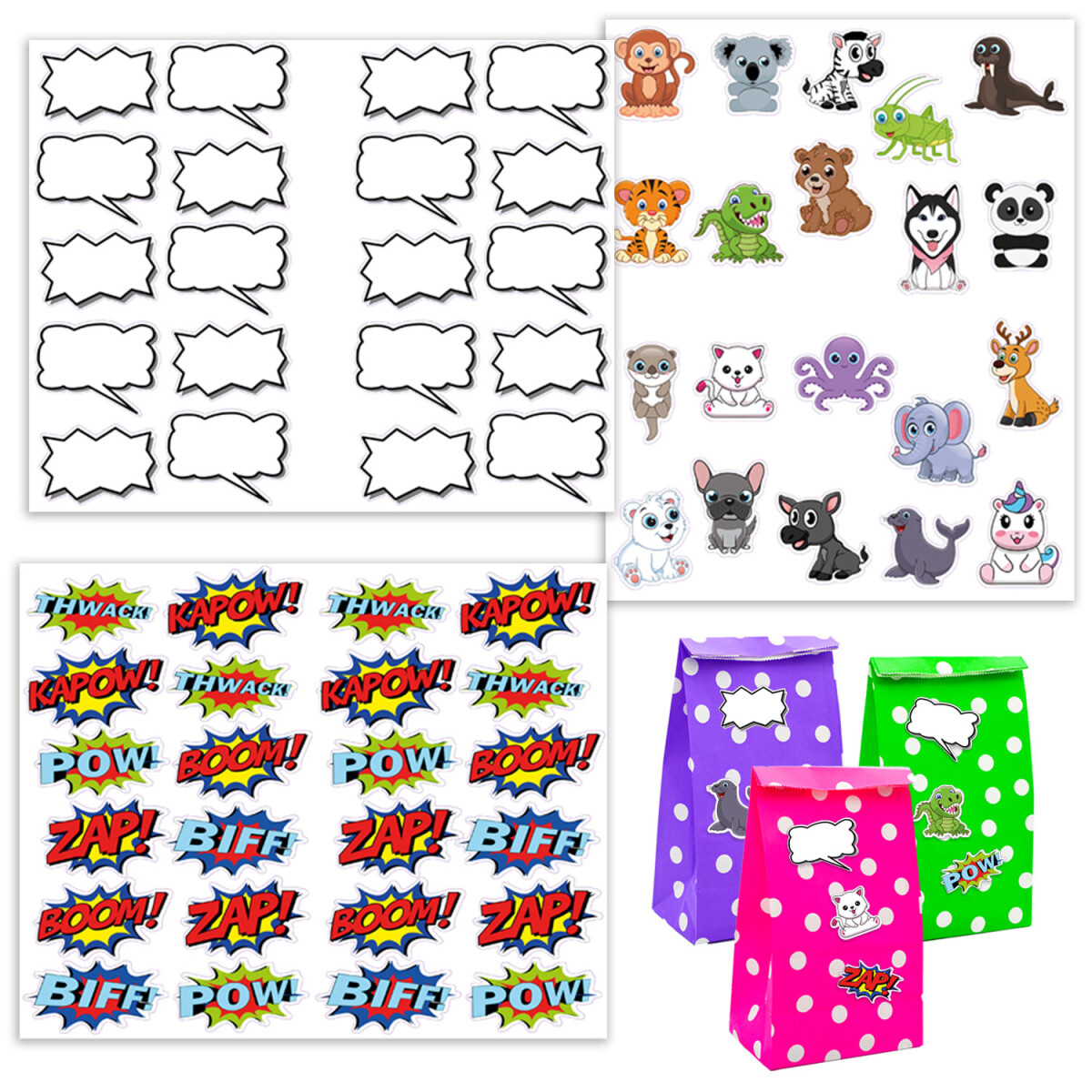 64 Sticker für Geburtstagstüten Kinder...