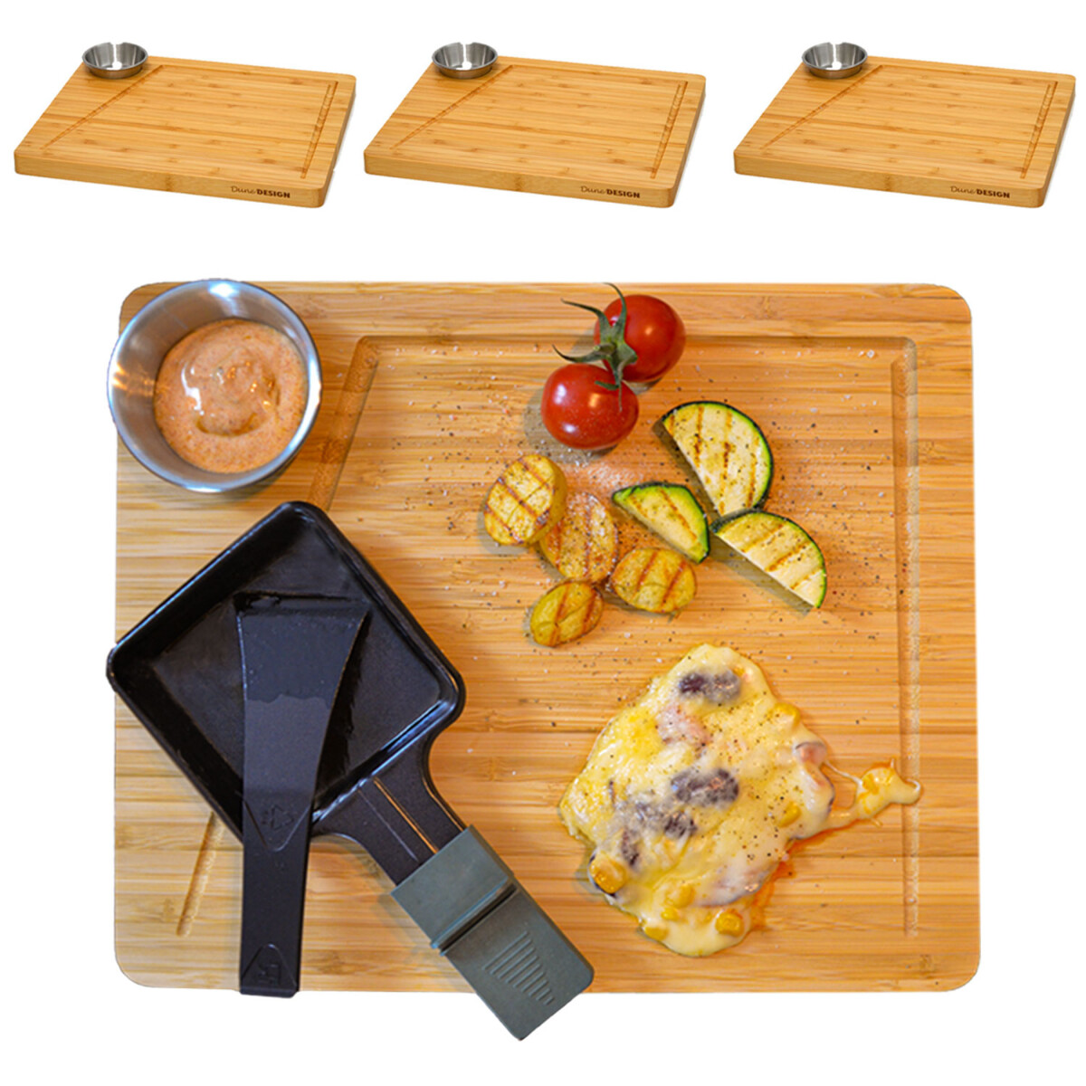 4 Personen Raclette Teller Set - 30x25 Raclette Brettchen...